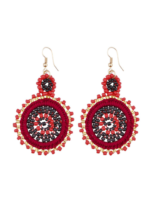 JMI Alloy Bead embroidery threads Round Bohemia Hand-Woven Drop Earring 0