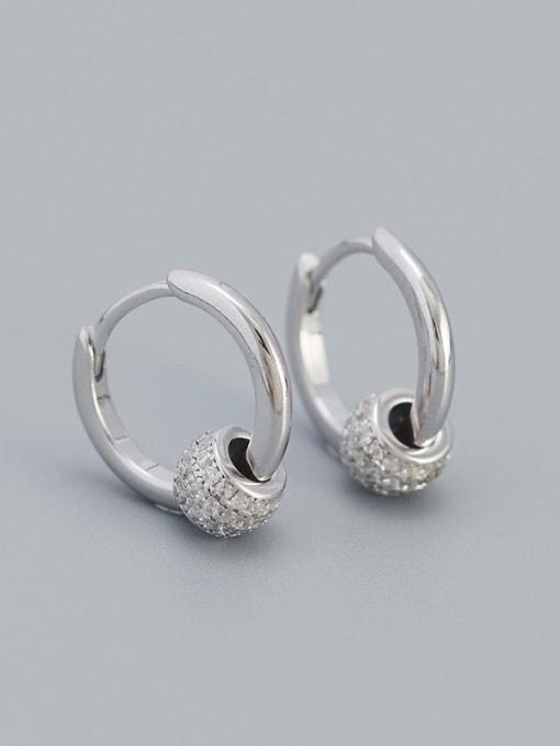 White gold (white stone) 925 Sterling Silver Cubic Zirconia Geometric Dainty Stud Earring