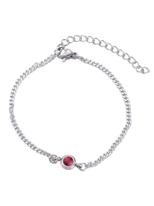 7 red Stainless steel Rhinestone Round Minimalist Bracelet