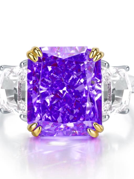 Purple Diamond 8 925 Sterling Silver High Carbon Diamond Geometric Luxury Band Ring