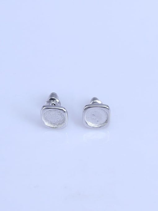 Supply 925 Sterling Silver 18K White Gold Plated Round Earring Setting Stone size: 7*7mm 0