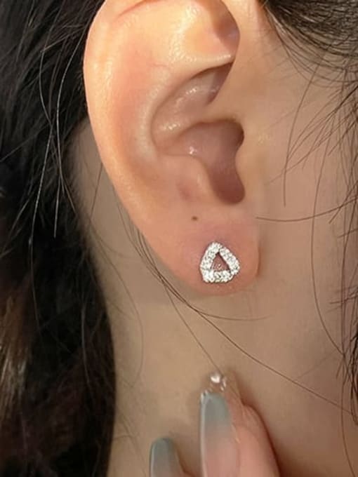 ZEMI 925 Sterling Silver Cubic Zirconia Triangle Minimalist Stud Earring 2