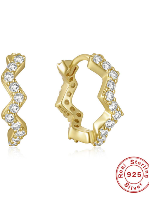 golden 925 Sterling Silver Geometric Stud Earring