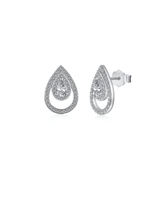 DY1D0277 S W WH 925 Sterling Silver Cubic Zirconia Water Drop Dainty Cluster Earring