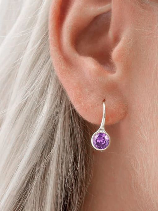 YUANFAN 925 Sterling Silver Cubic Zirconia Geometric Minimalist Hook Earring 1