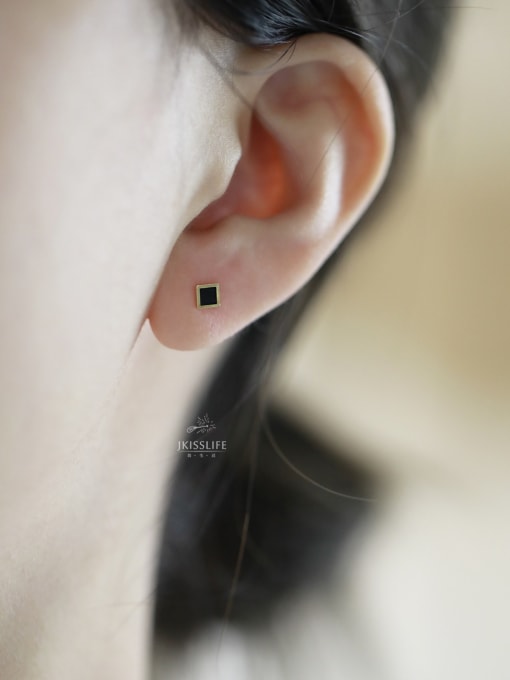ZEMI 925 Sterling Silver Enamel Geometric Minimalist Stud Earring 1