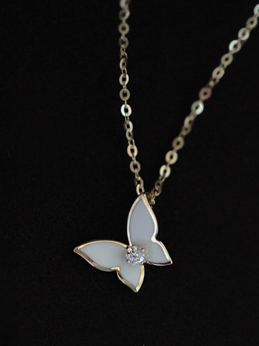 ZEMI 925 Sterling Silver Rhinestone Butterfly Dainty Necklace