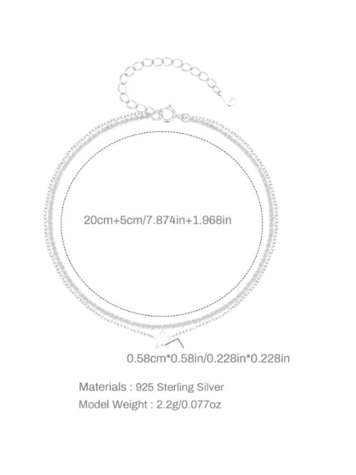 YUANFAN 925 Sterling Silver Pentagram Minimalist  Double Layer Chain  Anklet 2