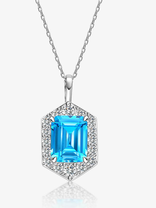 A&T Jewelry 925 Sterling Silver Cubic Zirconia Geometric Luxury Necklace