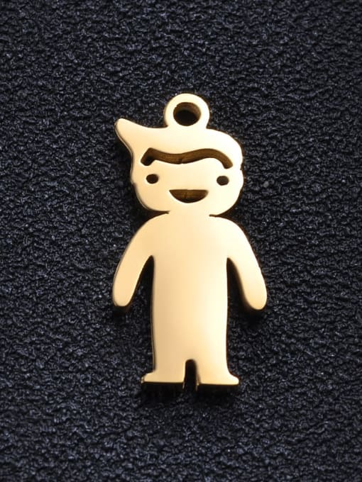boy Stainless steel Gold Plated Charm Height : 10mm , Width: 20 mm