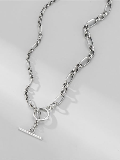 ARTTI 925 Sterling Silver Irregular Vintage Asymmetric chain Necklace 2