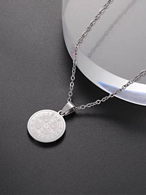 Steel color Stainless steel Medallion Minimalist Necklace