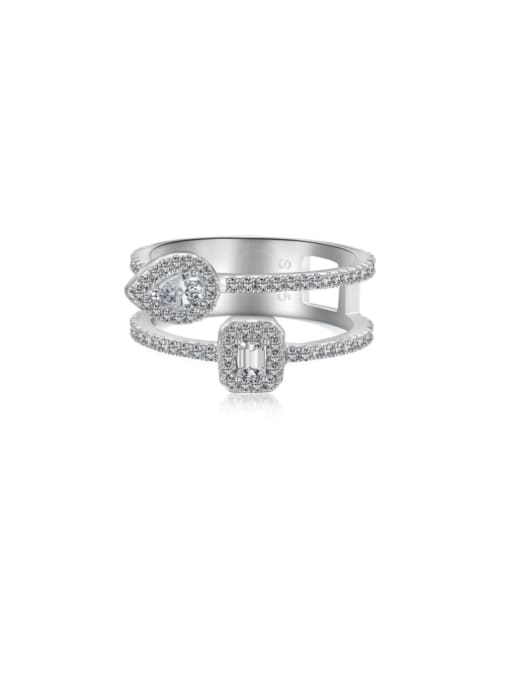 DY120920 S W WH 925 Sterling Silver Cubic Zirconia Geometric Dainty Stackable Ring