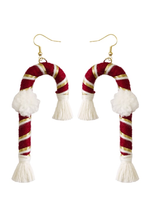 JMI Cotton Rope +Tassel Christmas Bossian Style Hand-Woven Earrings 2