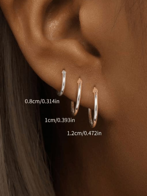 YUANFAN 925 Sterling Silver Geometric Set Minimalist Huggie Earring 3