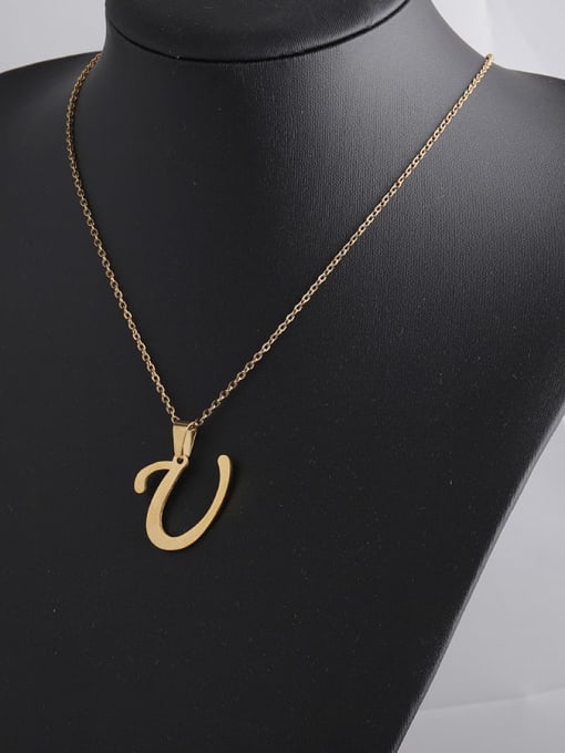 Golden u Stainless steel Letter Minimalist Necklace