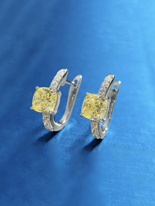 E148 Yellow 925 Sterling Silver High Carbon Diamond Geometric Luxury Stud Earring