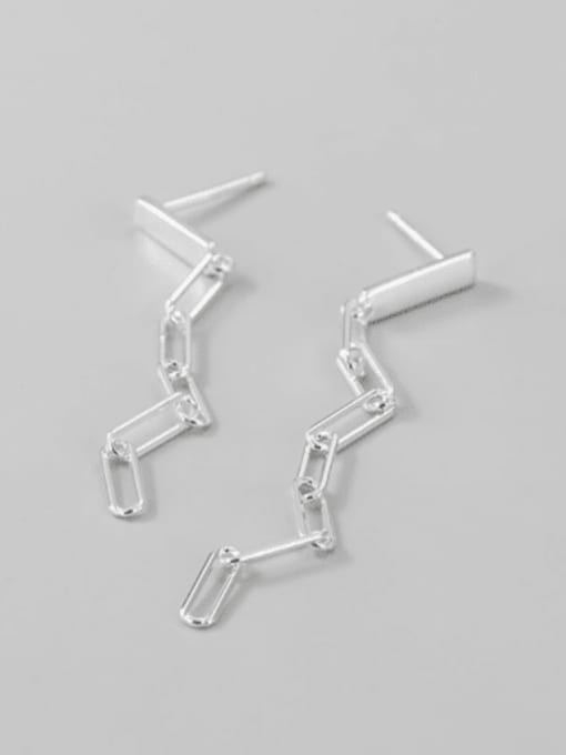 Chain Earrings 925 Sterling Silver Hollow Geometric Chain Minimalist Drop Earring