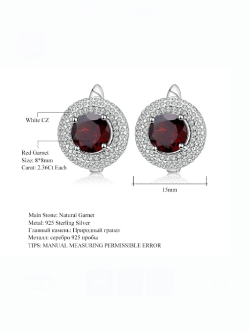 ZXI-SILVER JEWELRY 925 Sterling Silver Natural Stone Geometric Luxury Stud Earring 2