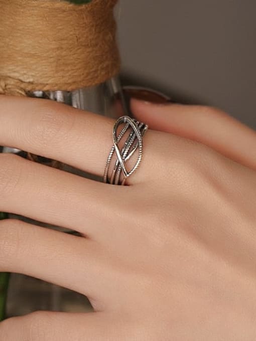 TAIS 925 Sterling Silver Geometric Vintage Stackable Ring 2