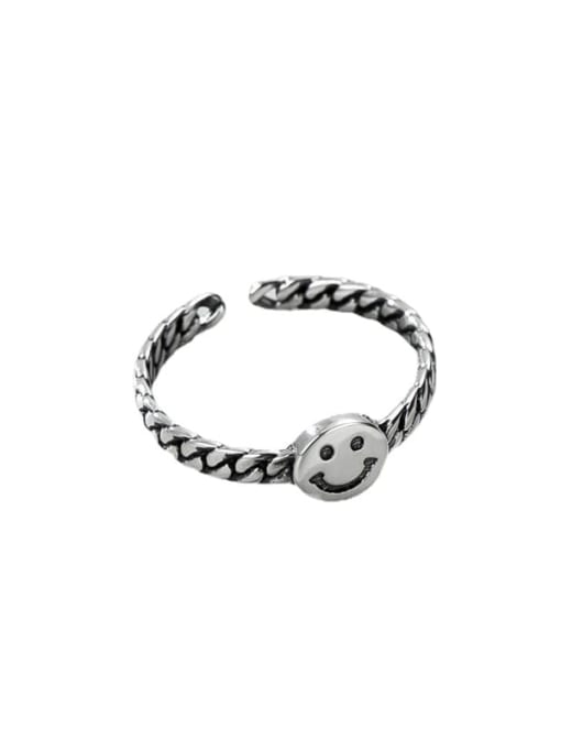 ARTTI 925 Sterling Silver Smiley Vintage Band Ring 3