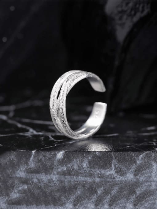 YUANFAN 925 Sterling Silver Geometric Minimalist Band Ring 2