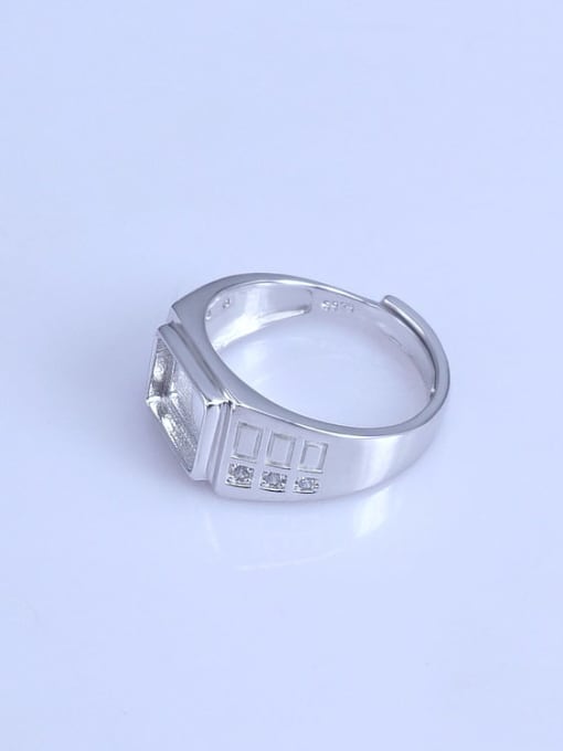 Supply 925 Sterling Silver 18K White Gold Plated Geometric Ring Setting Stone size: 7.5*9.5mm 1
