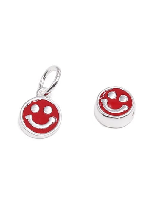 CYS S925 Sterling Silver Epoxy Smiley Face Pink Green Black Yellow Red Smile Pendant 0