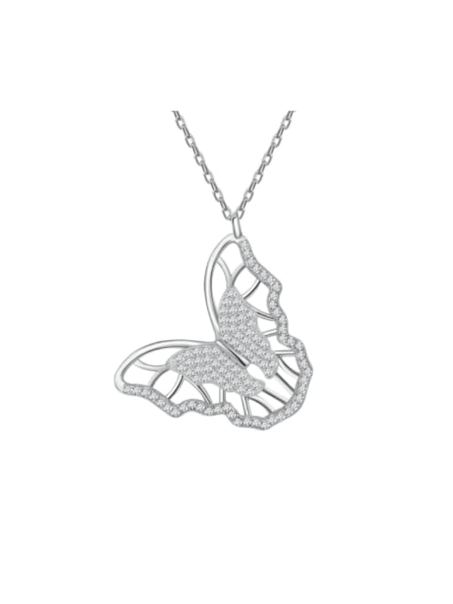A&T Jewelry 925 Sterling Silver Cubic Zirconia Butterfly Statement Necklace 0