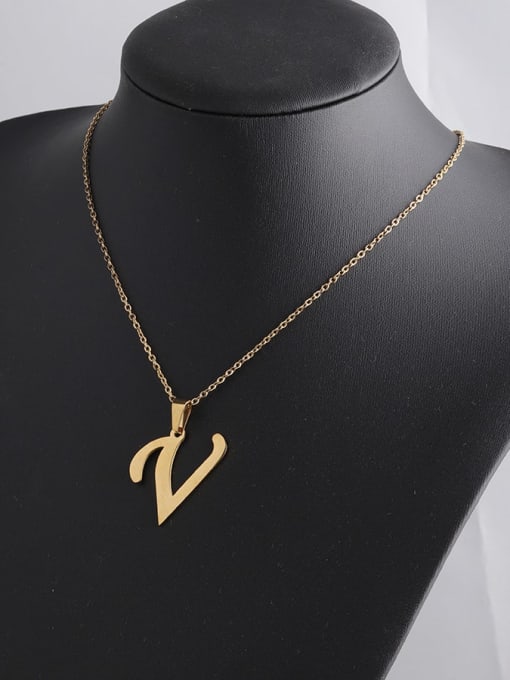 Golden V Stainless steel Letter Minimalist Necklace