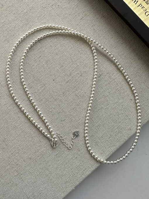 Necklace Long (19TL54 925 Sterling Silver Bead Minimalist Beaded Necklace