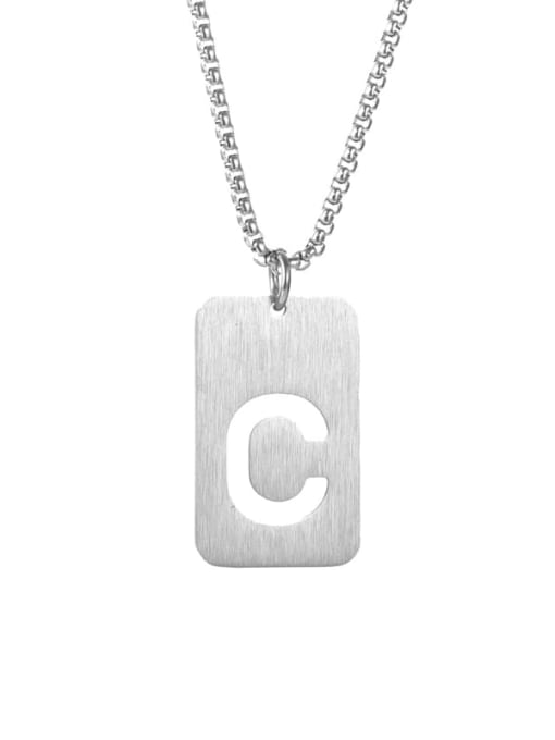 Letter C Pearl Chain Titanium Steel Letter Minimalist Long Strand Necklace