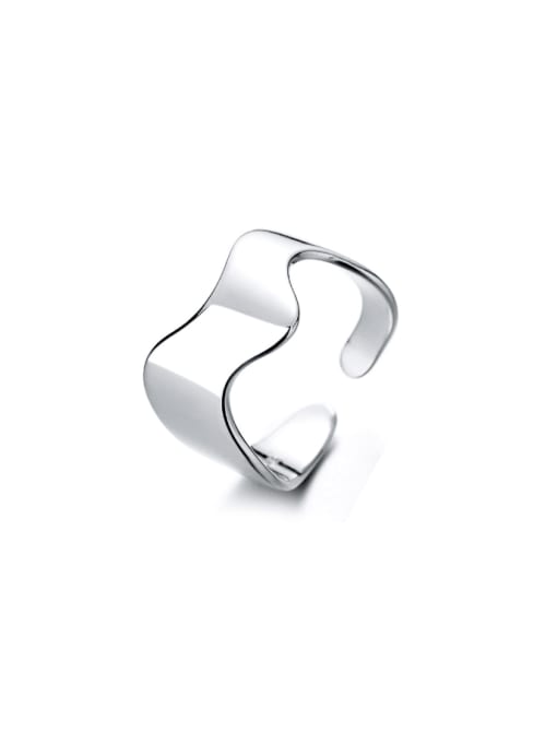 D006 Platinum  3.4g 925 Sterling Silver Geometric Minimalist Band Ring