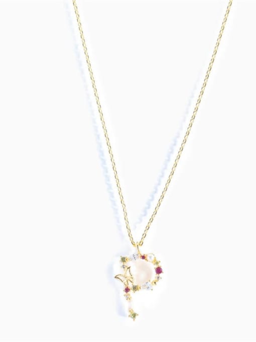 Gold P 925 Sterling Silver Cubic Zirconia Letter Dainty Necklace