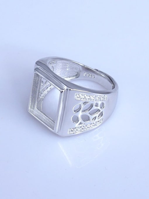Supply 925 Sterling Silver 18K White Gold Plated Geometric Ring Setting Stone size: 11*13mm 1