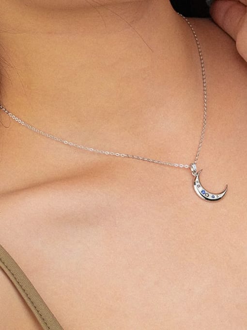 YUANFAN 925 Sterling Silver Cubic Zirconia Moon Vintage Necklace 2