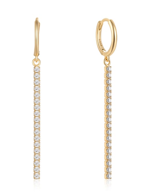 golden 925 Sterling Silver Cubic Zirconia Tassel Dainty Drop Earring