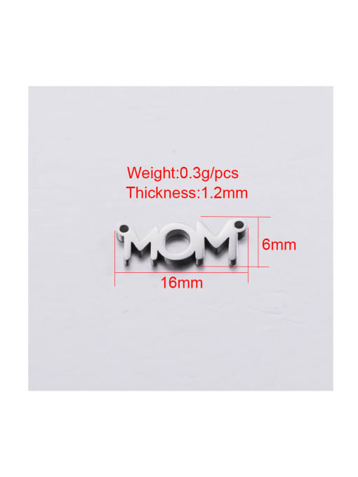 MEN PO Stainless Steel Double Hole Hollow MOM Mother's Day Connectors 2