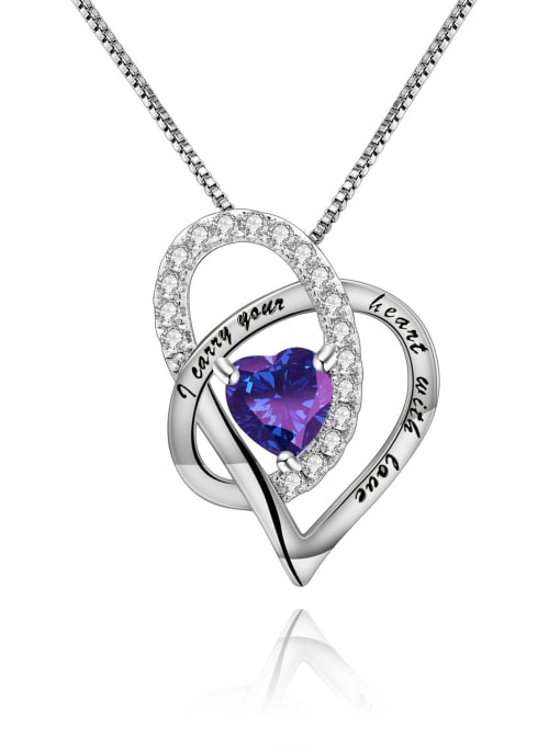 Color changing Zircon Pendant +Chain 925 Sterling Silver Birthstone Minimalist  Heart Pendant Necklace