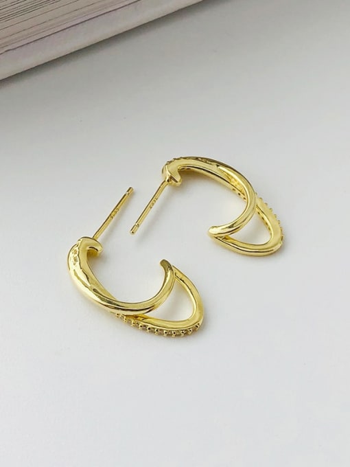 E1983 Gold (2.3g) 925 Sterling Silver Geometric Line Minimalist Stud Earring