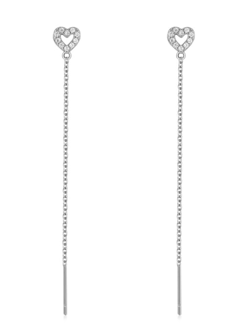 Platinum 3 925 Sterling Silver Tassel Minimalist Threader Earring