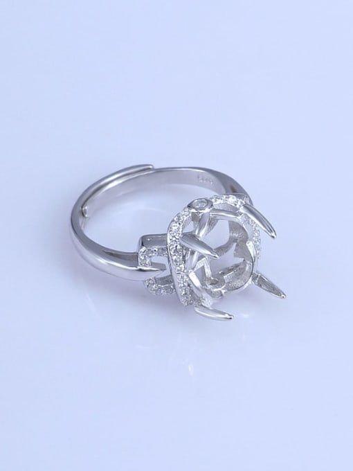 Supply 925 Sterling Silver 18K White Gold Plated Geometric Ring Setting Stone size: 8*10 9*11 10*12 10*14 12*16MM 2