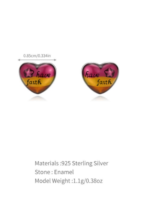 Retro Hair Black 10 925 Sterling Silver Natural Stone Heart Vintage Stud Earring