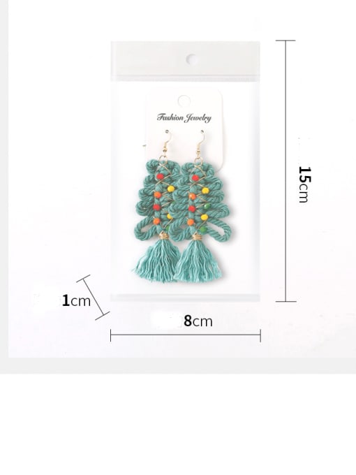 JMI Alloy Cotton Rope Tree Tassel Christmas Bossian Style Hand-Woven Drop Earring 3