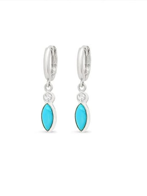 YUANFAN 925 Sterling Silver Turquoise Geometric Minimalist Huggie Earring