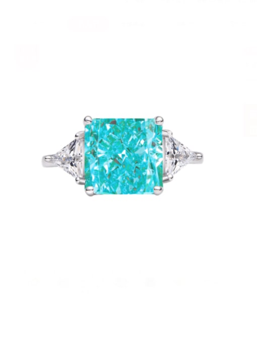 Paraiba (Lan) 16# 925 Sterling Silver High Carbon Diamond Geometric Luxury Band Ring