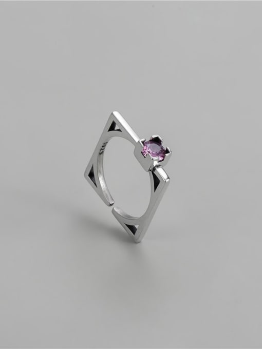 Pink 925 Sterling Silver Cubic Zirconia Geometric Vintage Band Ring