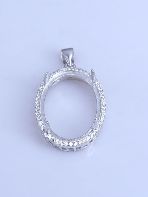 Supply 925 Sterling Silver Rhodium Plated Round Pendant Setting Stone size: 18*25mm 0
