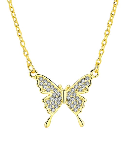 PNJ-Silver 925 Sterling Silver Cubic Zirconia Butterfly Minimalist Necklace