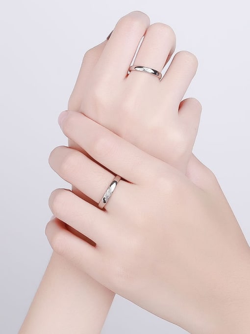 PNJ-Silver 925 Sterling Silver Geometric Minimalist Couple Ring 1